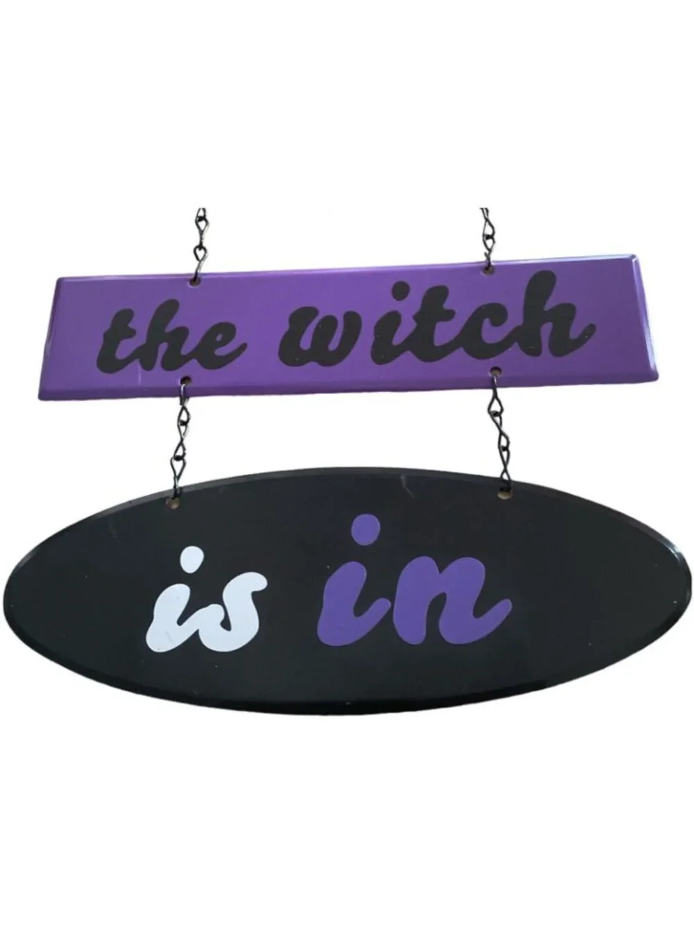 Halloween Metal Wall Hanging Witch Hat Ding Dong The Witch Is In 24
